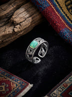 Niche Vintage Ring | S925 Sterling Silver Raw Ore Turquoise Open Ring