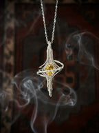 Personalized Energy Clavicle Necklace | Planet Ring Series Natural Citrine Sterling Silver Pendant Necklace