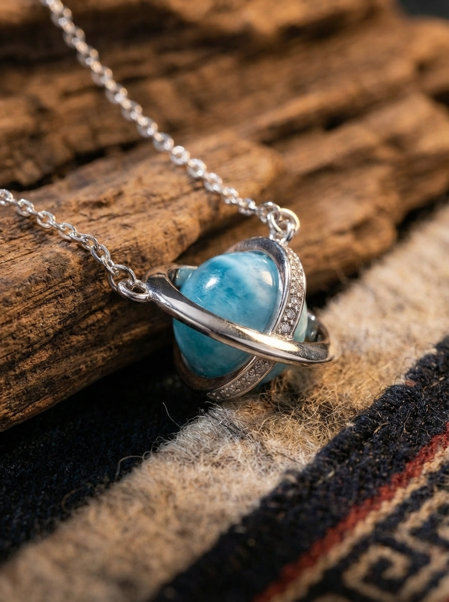 Niche Design Starry Sky Crystal Necklace | Sterling Silver Aquamarine Clavicle Necklace for Women