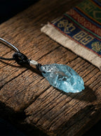 High-End Irregular Aquamarine Raw Stone Pendant | Blue Crystal Necklace Niche Design Choker