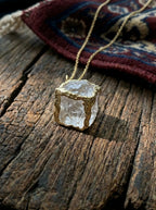 Clear White Crystal Rock Sugar Necklace Original Natural Gemstone