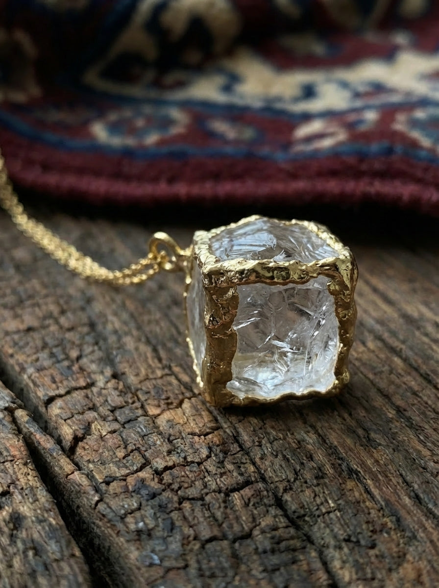 Clear White Crystal Rock Sugar Necklace Original Natural Gemstone