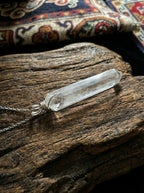 Tapered White Crystal Hexagonal Prism Raw Stone Pendant | Unisex Amorphous Single-Point Trendy Necklace