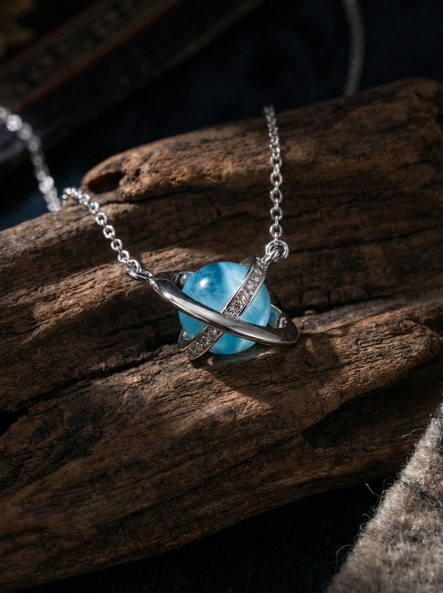 Niche Design Starry Sky Crystal Necklace | Sterling Silver Aquamarine Clavicle Necklace for Women