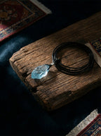 High-End Irregular Aquamarine Raw Stone Pendant | Blue Crystal Necklace Niche Design Choker