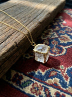 Clear White Crystal Rock Sugar Necklace Original Natural Gemstone