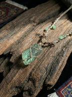 Original Natural Green Crystal Pendant Necklace | High-End Niche Retro Ethnic Style Versatile Hand-Braided Rope