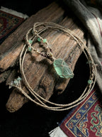 Original Natural Green Crystal Pendant Necklace | High-End Niche Retro Ethnic Style Versatile Hand-Braided Rope