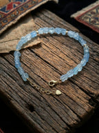 Trendy Niche Clavicle Necklace | Natural Large-Grain Aquamarine Beaded Necklace