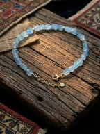 Trendy Niche Clavicle Necklace | Natural Large-Grain Aquamarine Beaded Necklace