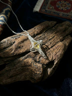 Personalized Energy Clavicle Necklace | Planet Ring Series Natural Citrine Sterling Silver Pendant Necklace