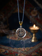 「Peace and Smoothness」 White Crystal Peace Buckle Tibetan Blue Rope Necklace