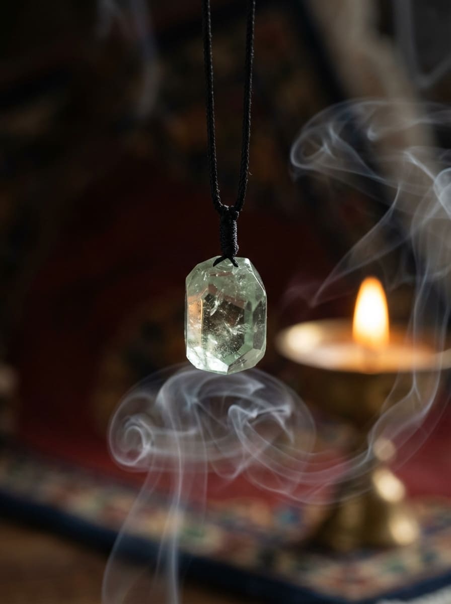 「Spring Breeze Wood」 Natural Green Crystal Free-Form Necklace