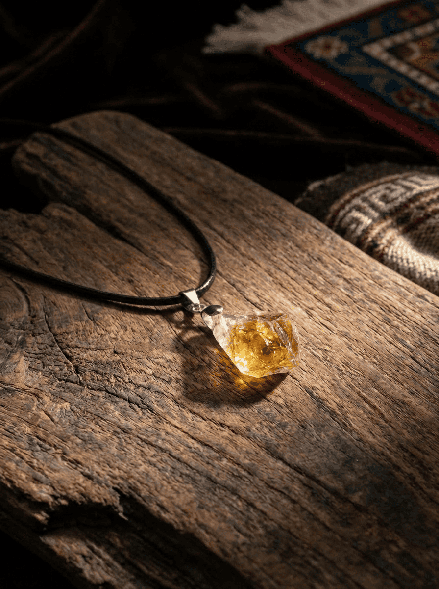 Natural Citrine Necklace | Pendant Sweater Chain