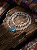 「Summer」 Natural White Crystal Beaded Aquamarine Necklace