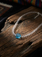 「Summer」 Natural White Crystal Beaded Aquamarine Necklace