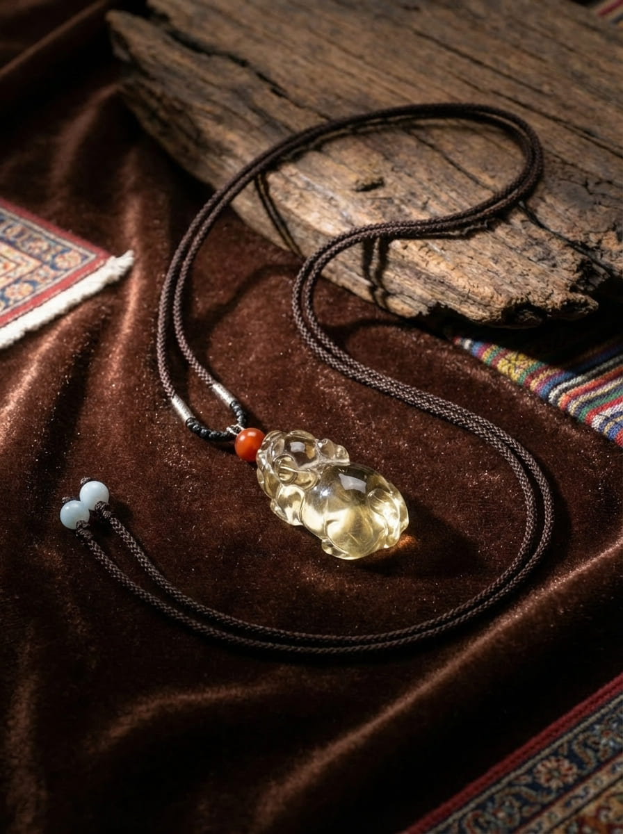 「Spirit of the Zodiac」 Natural Lemon Citrine Zodiac Ox Necklace