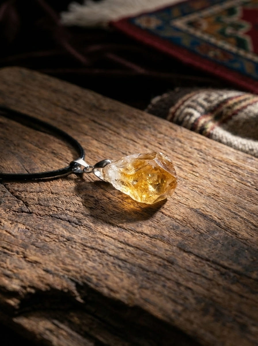 Natural Citrine Necklace | Pendant Sweater Chain