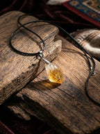 Natural Citrine Necklace | Pendant Sweater Chain