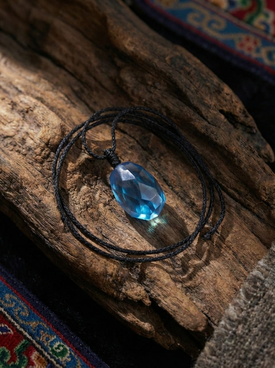 「Summer Freshness」 Natural Aquamarine Raw Stone Rope Necklace