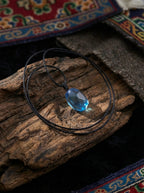 「Summer Freshness」 Natural Aquamarine Raw Stone Rope Necklace