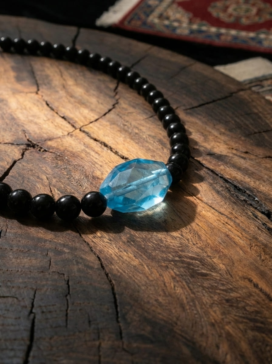 「Return to Shore」 Natural Aquamarine Obsidian Necklace