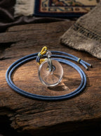 「Peace and Smoothness」 White Crystal Peace Buckle Tibetan Blue Rope Necklace