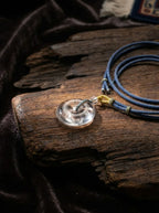 「Peace and Smoothness」 White Crystal Peace Buckle Tibetan Blue Rope Necklace