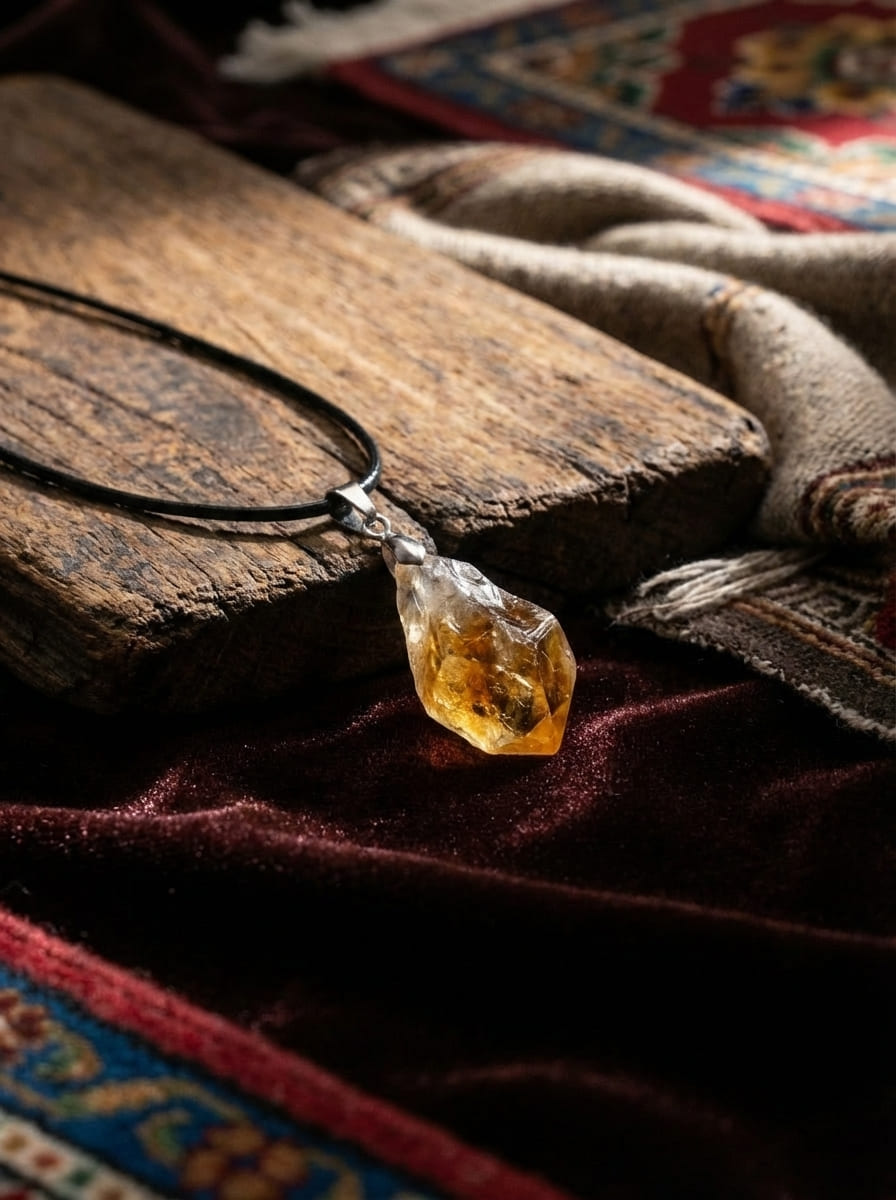 Natural Citrine Necklace | Pendant Sweater Chain