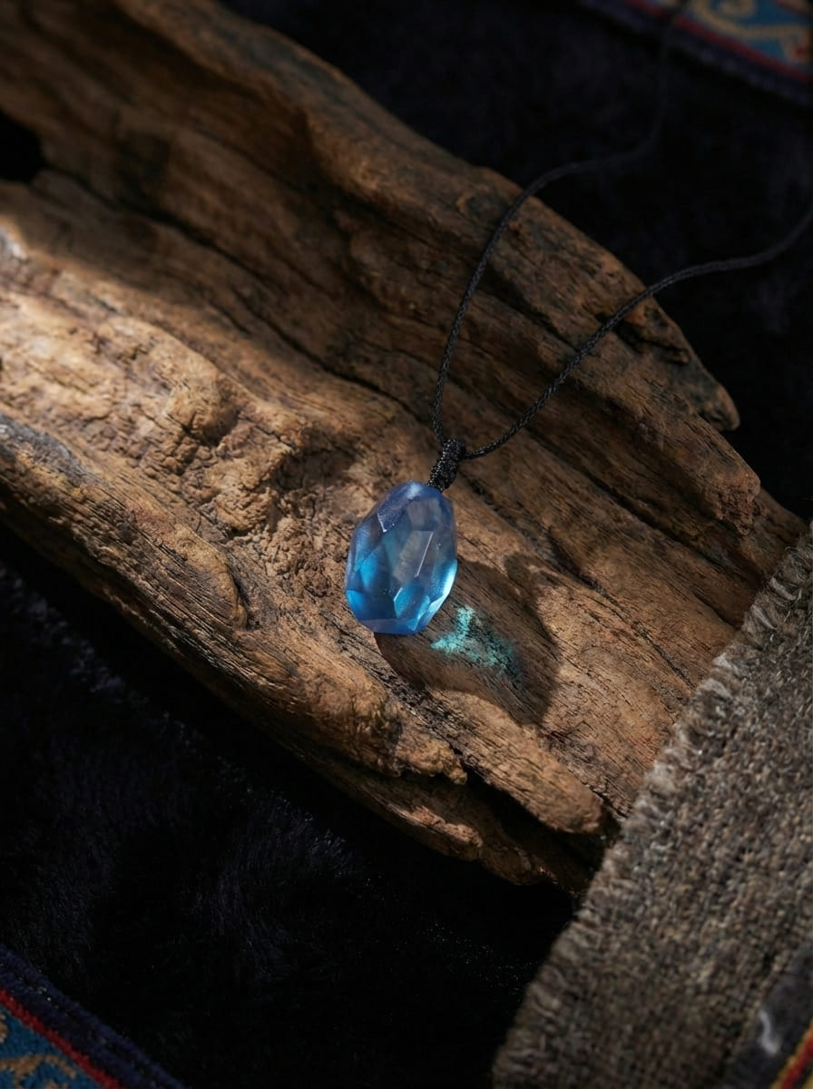 「Summer Freshness」 Natural Aquamarine Raw Stone Rope Necklace