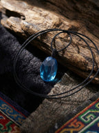 「Summer Freshness」 Natural Aquamarine Raw Stone Rope Necklace