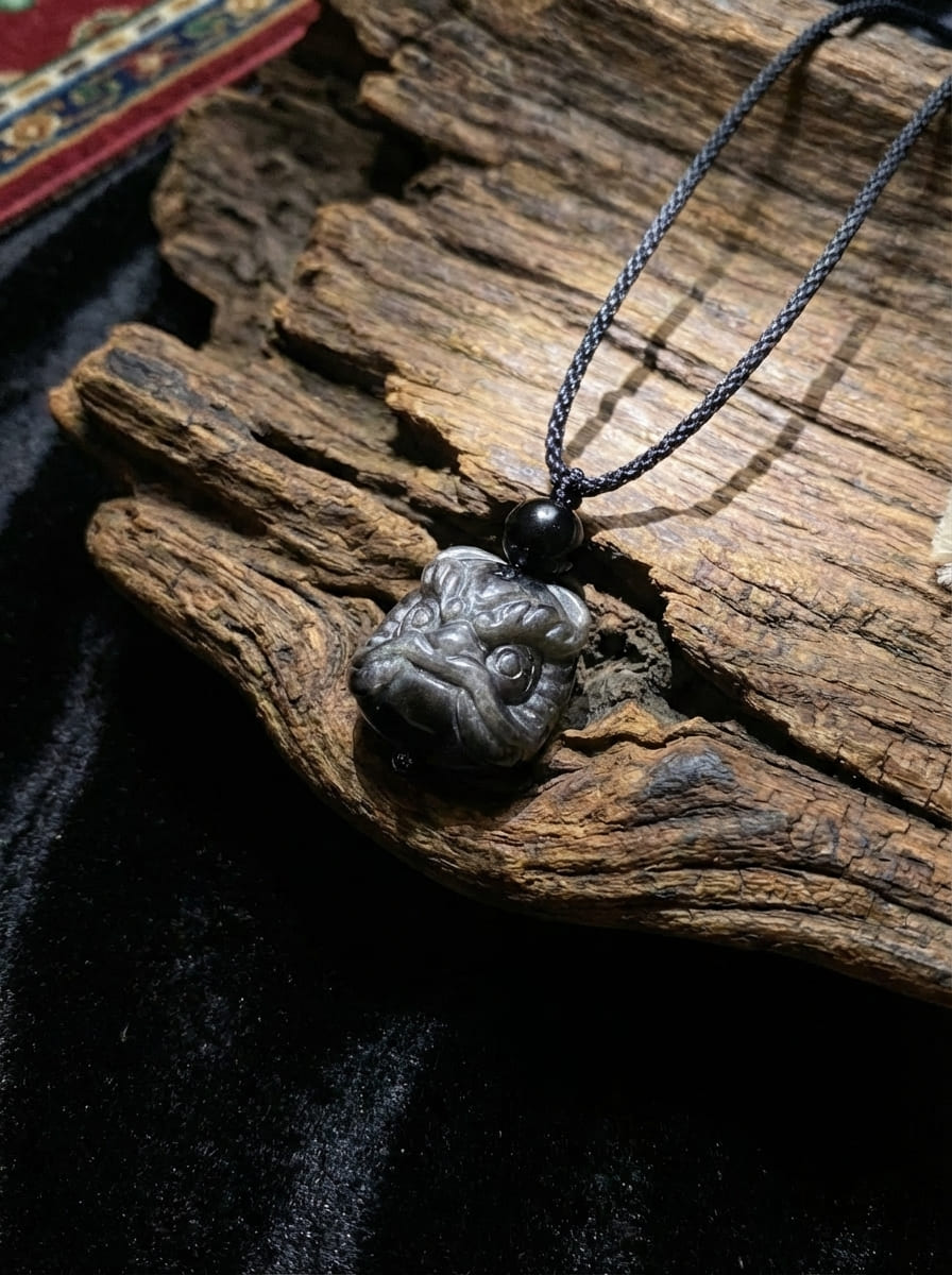 「Lion Dance」 Obsidian Necklace