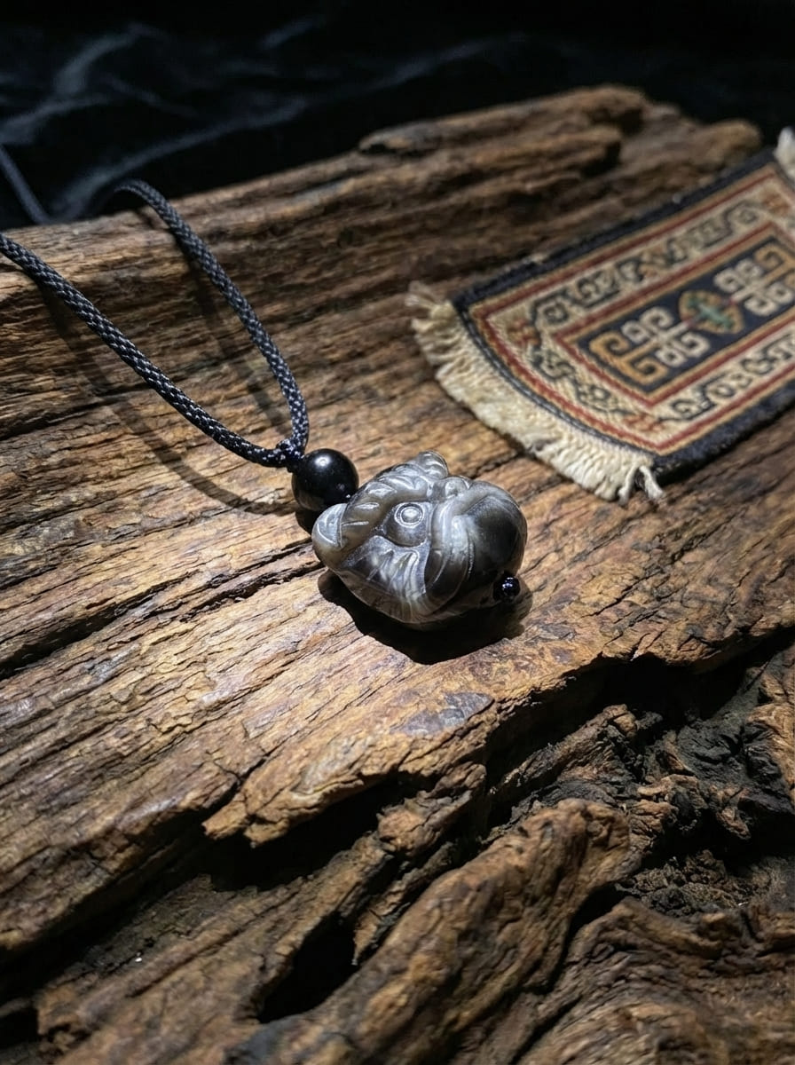 「Lion Dance」 Obsidian Necklace