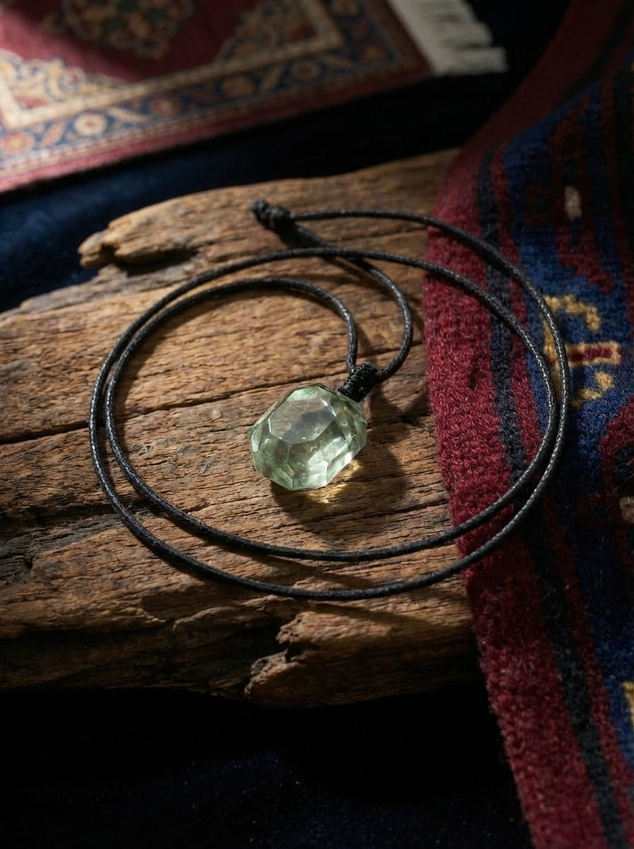 「Spring Breeze Wood」 Natural Green Crystal Free-Form Necklace