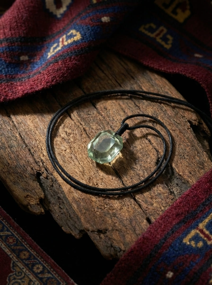 「Spring Breeze Wood」 Natural Green Crystal Free-Form Necklace