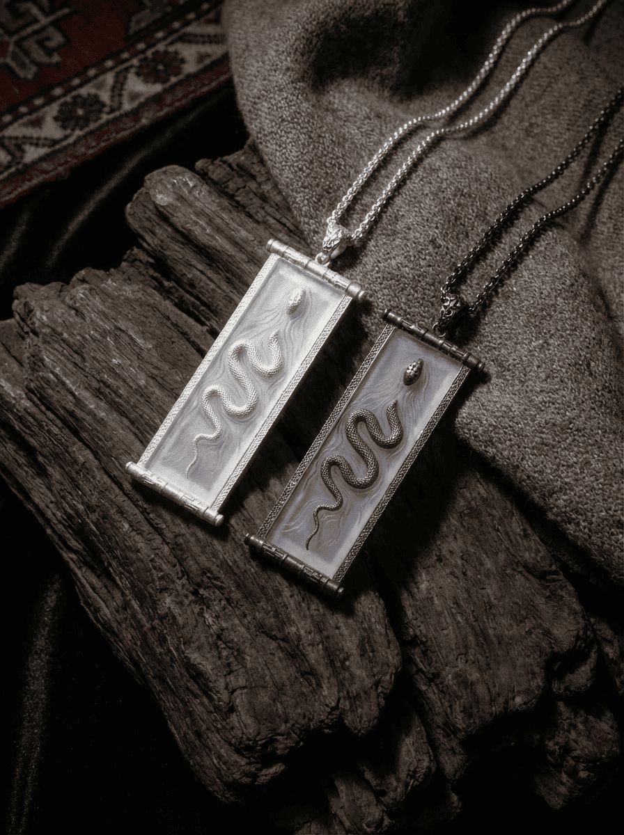 「Spirit of the Zodiac」 Sterling Silver Snake Spirit Inlaid with White Crystal