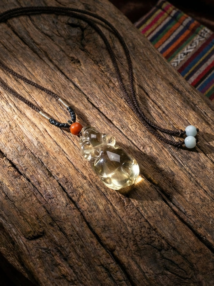 「Spirit of the Zodiac」 Natural Lemon Citrine Zodiac Ox Necklace