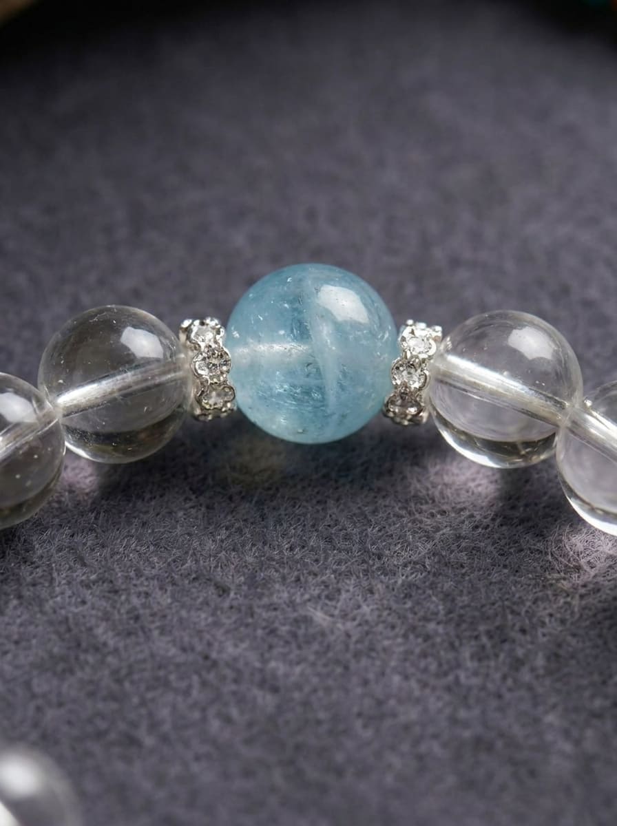 「Sky」Aquamarine and White Crystal Bracelet