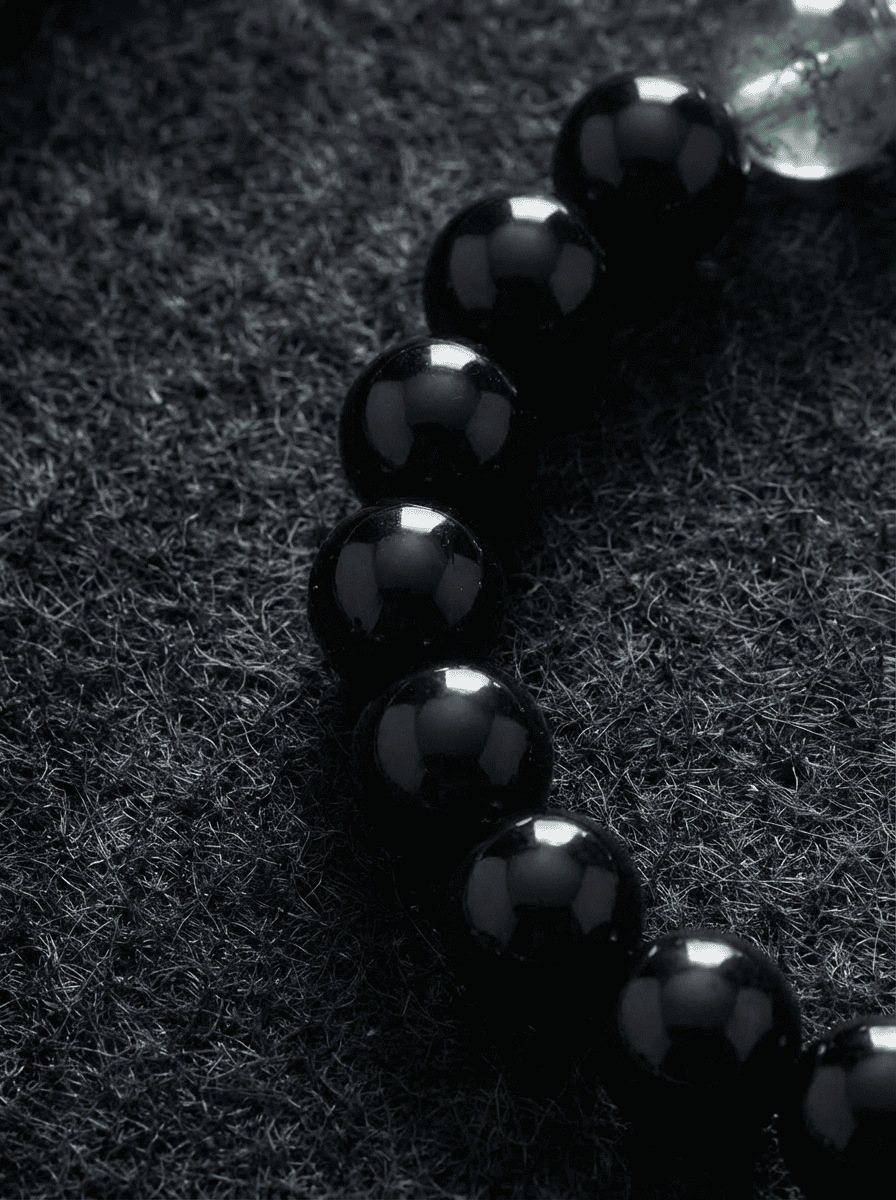 「Secluded Realm」 Obsidian & Green Phantom Crystal Bracelet