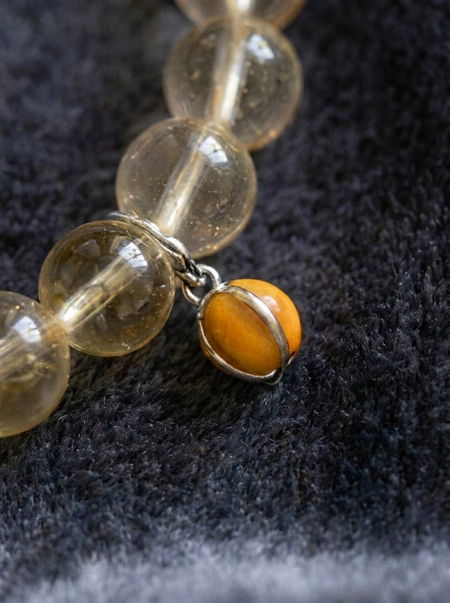 「Sweet Osmanthus Falling & Golden Beads」 Amber & Citrine Bracelet