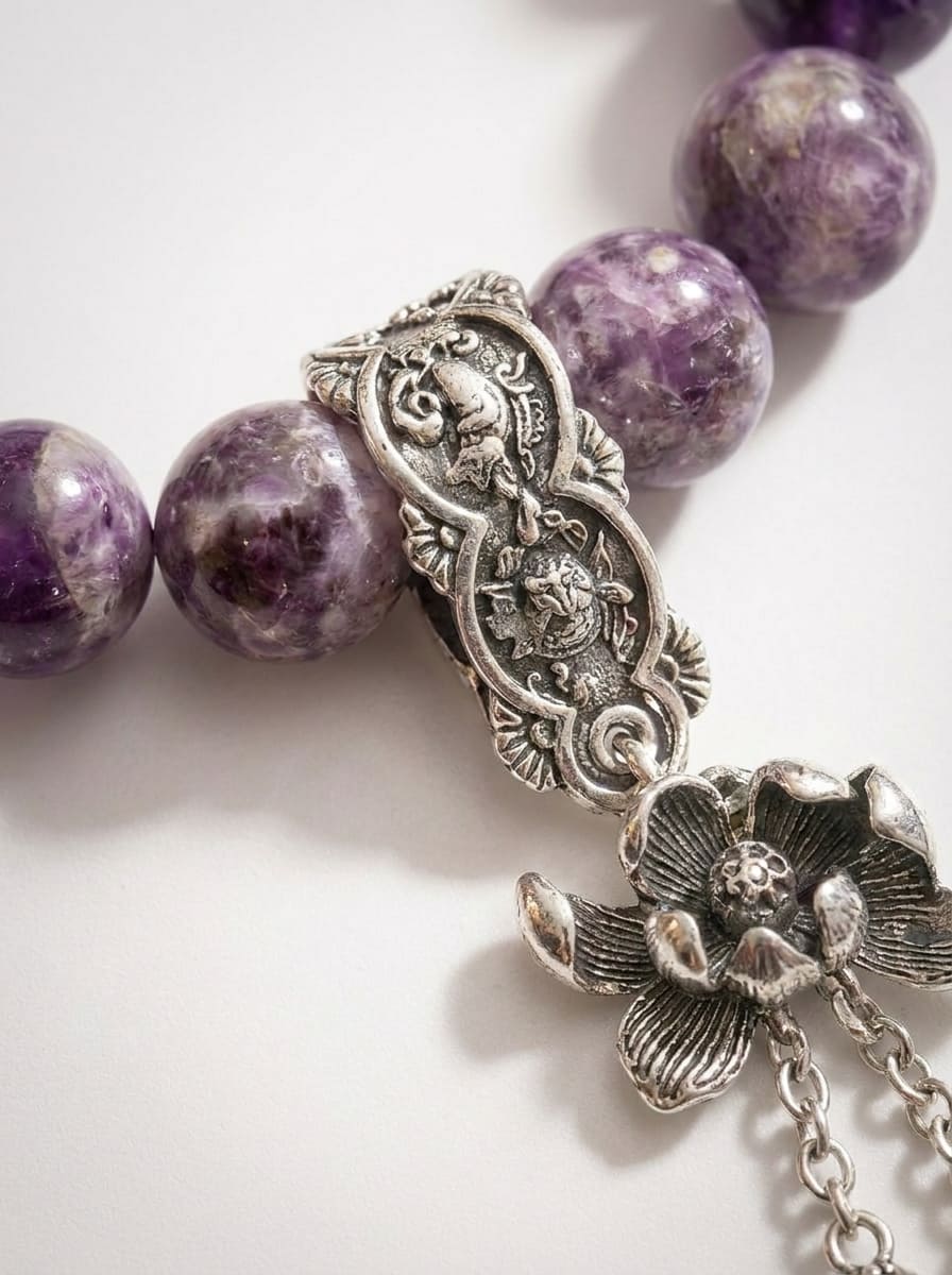 「Crape Myrtle Protection」Lepidolite & Amethyst Bracelet