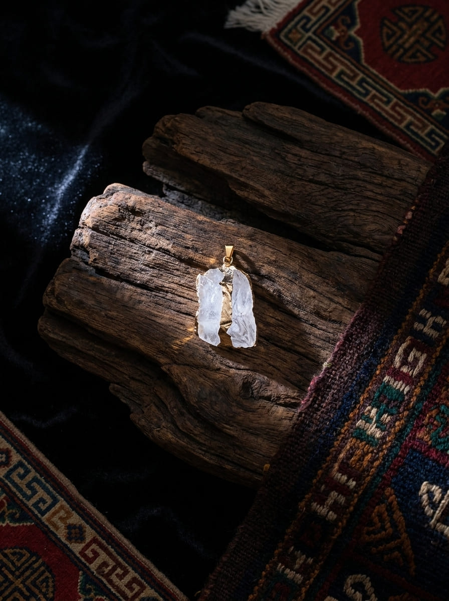 Liu Jin Raw Stone Natural Crystal Raw Stone Edged Pendant Necklace