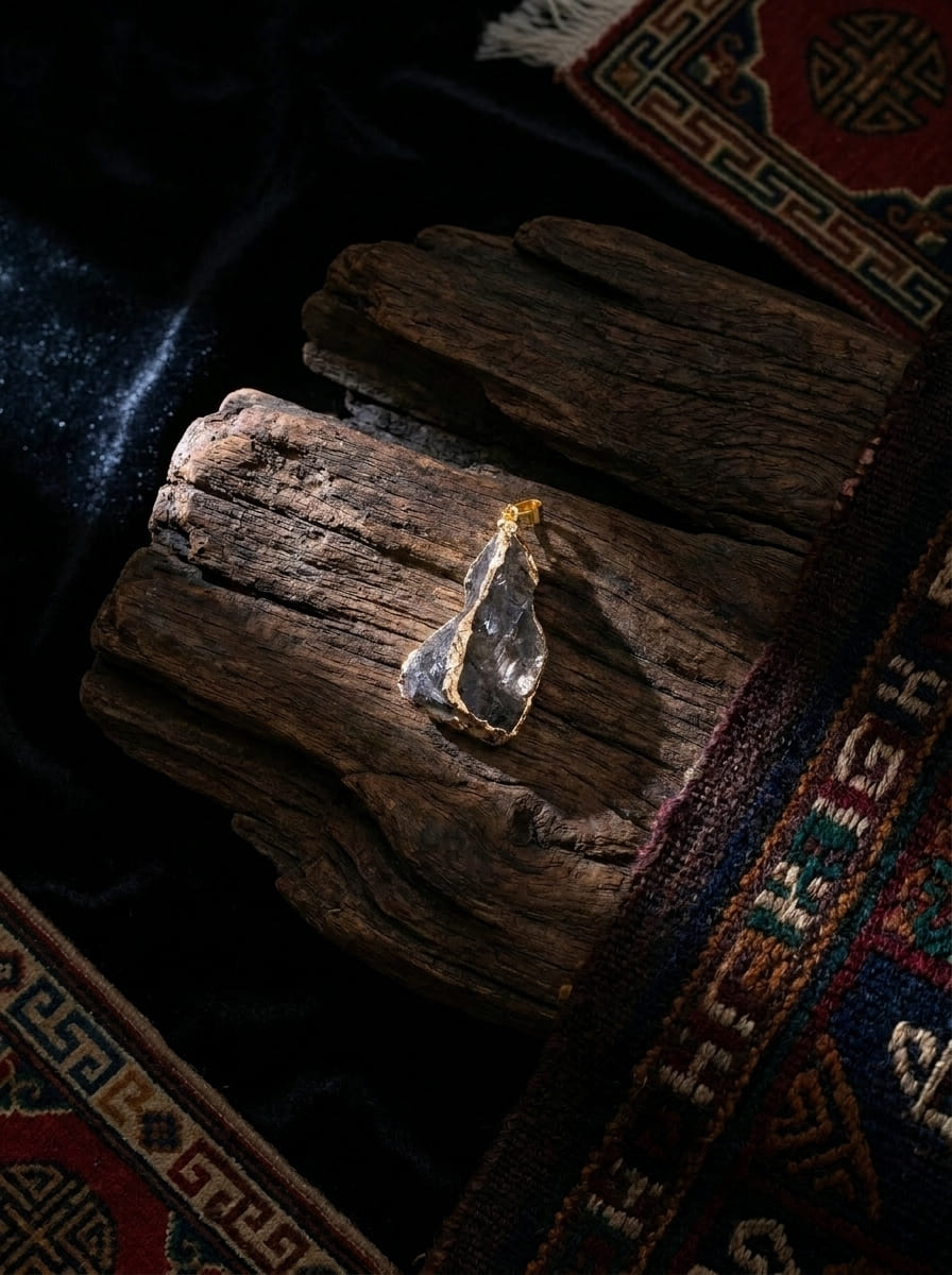 Liu Jin Raw Stone Natural Crystal Raw Stone Edged Pendant Necklace