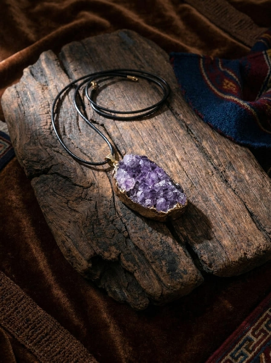 Purple Crystal Secret Realm Amethyst Cluster Pendant Necklace