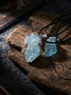 Sea Raw Stone Aquamarine Raw Stone Pendant Necklace