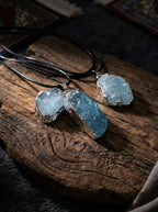 Sea Raw Stone Aquamarine Raw Stone Pendant Necklace