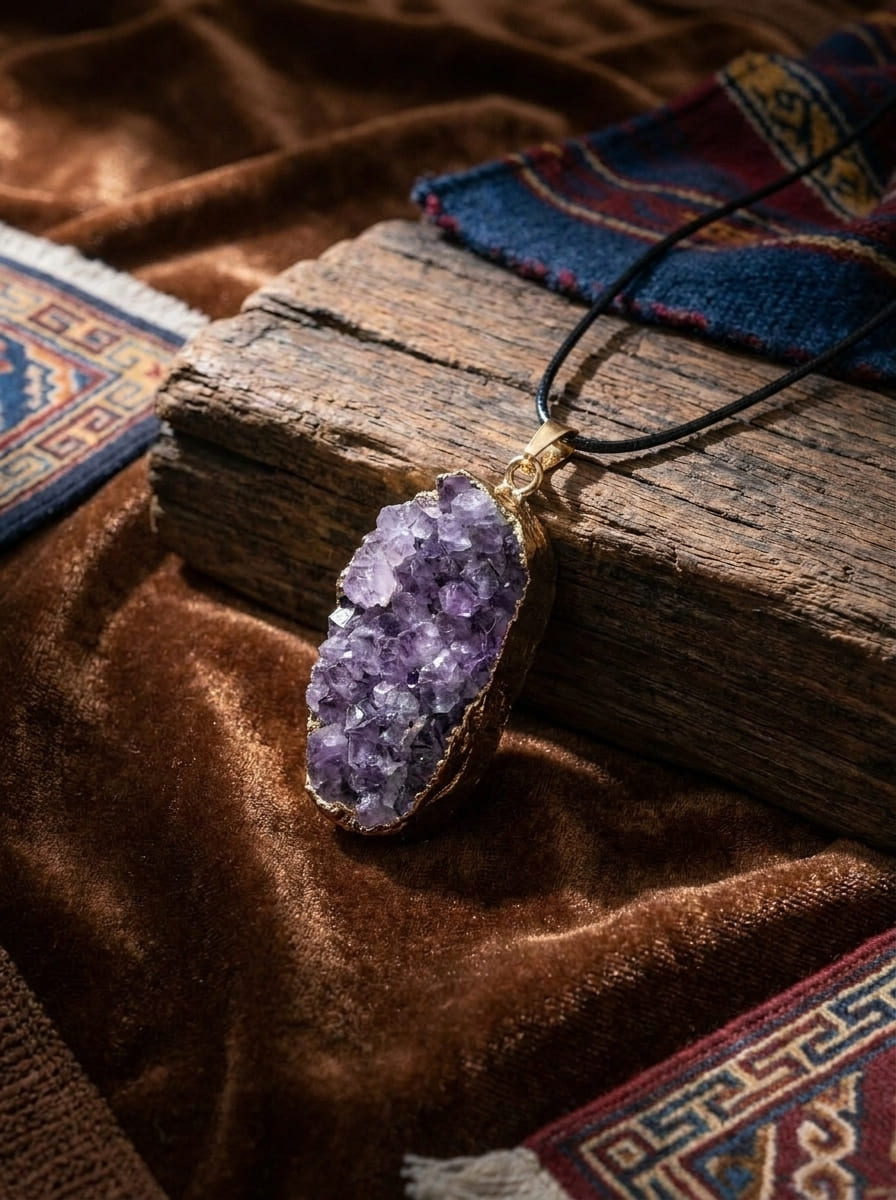 Purple Crystal Secret Realm Amethyst Cluster Pendant Necklace