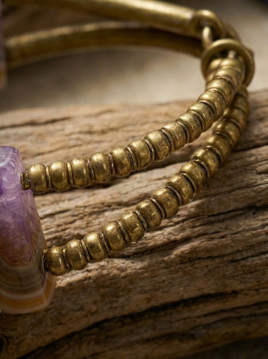 「Holy Mountain」Purple Agate Ethnic Bracelet