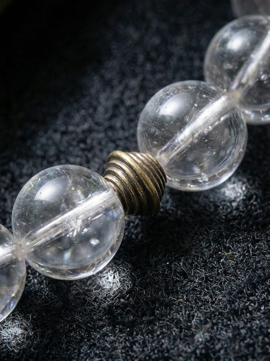 Endless」Brass and White Crystal Blessing Bracelet