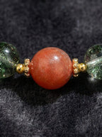 「Good Luck」Green Crystal and Sunstone Bracelet
